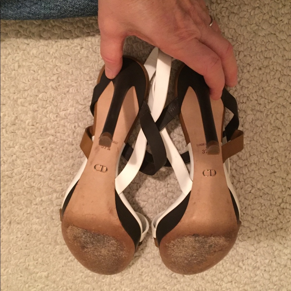 Christian Dior color block leather slingback 37.5 - Picture 12 of 16